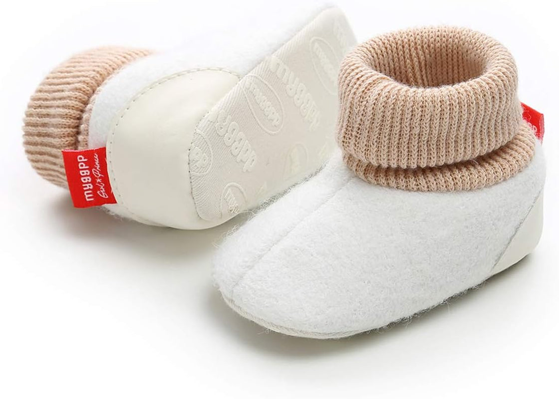 Baby Boy Girl Winter Booties Newborn Cozy Warm Socks Cartoon Fleece Footwear Non-Slip Soft Sole Crib Shoes for Toddler First Walkers