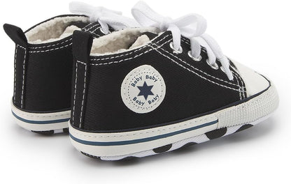 Tutoo Unisex Baby Boys Girls High Top Sneaker Soft Anti-Slip Sole Newborn Infant First Walkers Canvas Denim Shoes