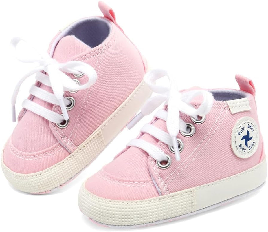 Baby Girls Boys Shoes Soft Anti-Slip Sole Newborn First Walkers High Top Canvas Denim Unisex Infant Sneaker