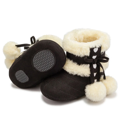 Baby Boys Girls Shoes Infant Warm Fleece Boots Newborn Winter Sneakers for First Walkers 3-18 Months