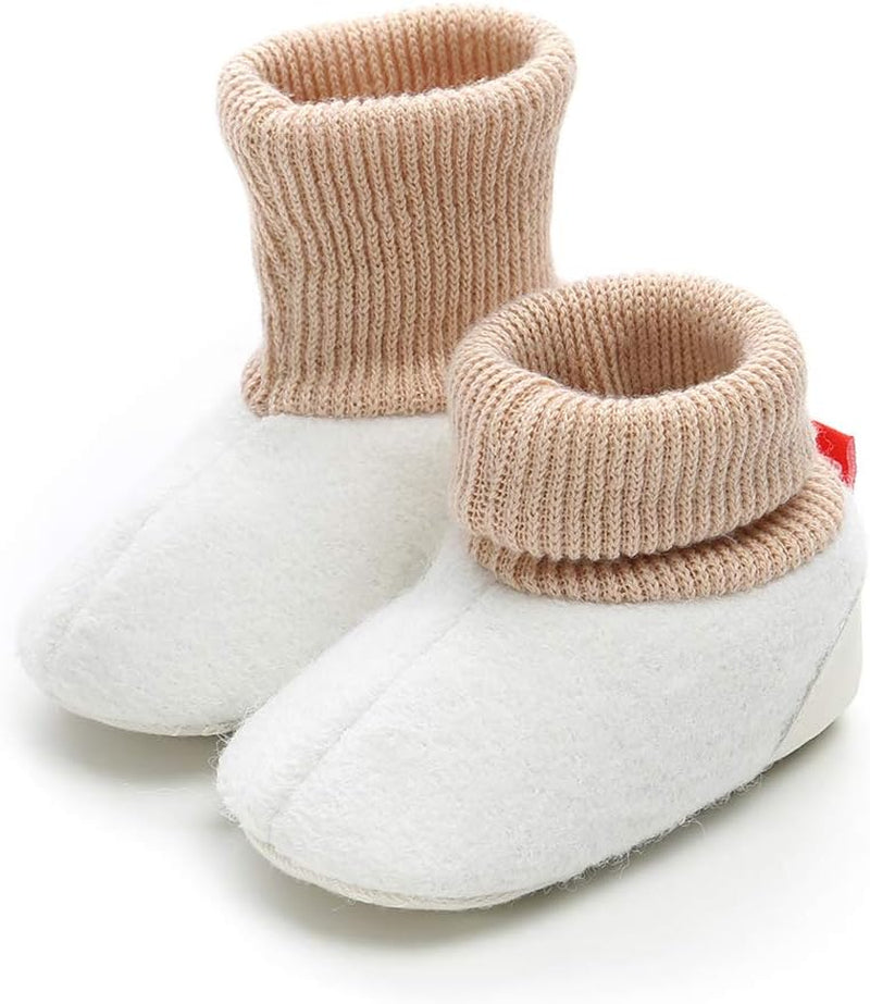 Baby Boy Girl Winter Booties Newborn Cozy Warm Socks Cartoon Fleece Footwear Non-Slip Soft Sole Crib Shoes for Toddler First Walkers