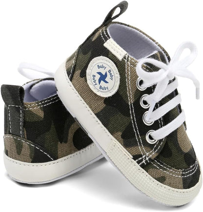 Baby Girls Boys Shoes Soft Anti-Slip Sole Newborn First Walkers High Top Canvas Denim Unisex Infant Sneaker