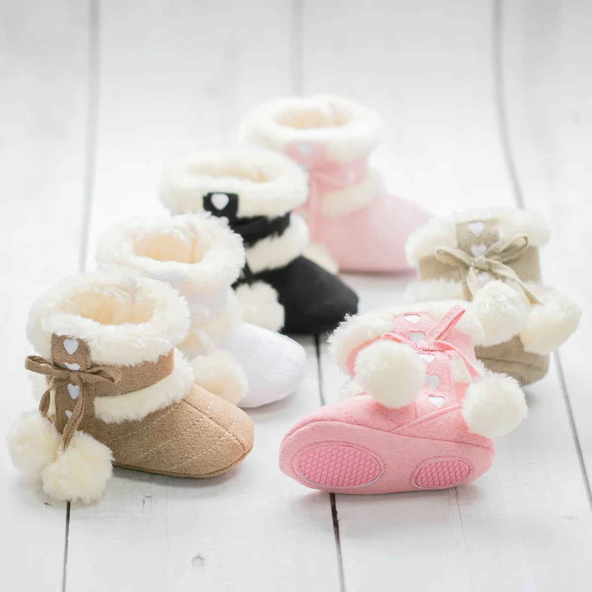 Baby Boys Girls Shoes Infant Warm Fleece Boots Newborn Winter Sneakers for First Walkers 3-18 Months
