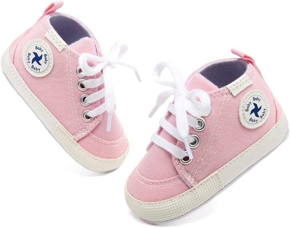 Baby Girls Boys Shoes Soft Anti-Slip Sole Newborn First Walkers High Top Canvas Denim Unisex Infant Sneaker