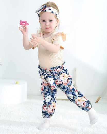 Infant Baby Girl Clothes Newborn Girl Outfit Long Sleeve Romper Pants Set Cute Baby Clothes for Girls Fall/Winter