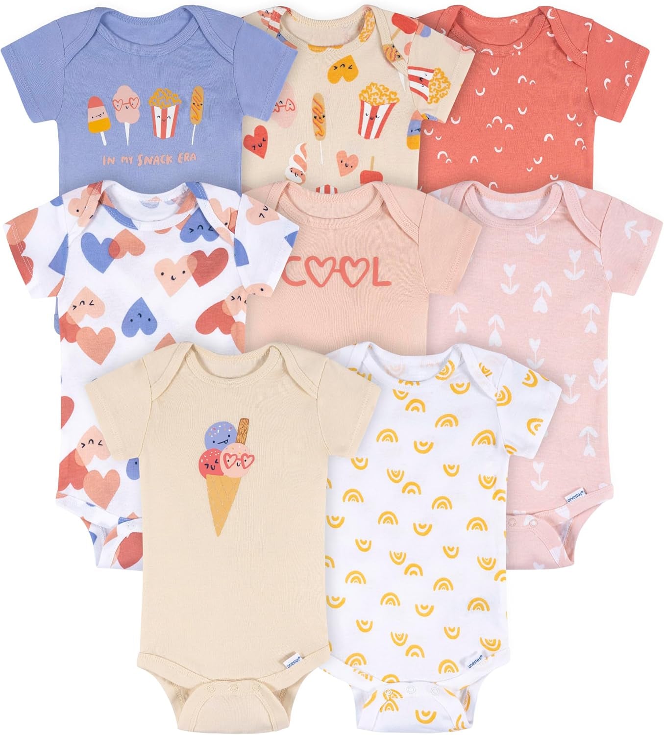 Baby-Girls 8-Pack Short Sleeve Mix & Match Bodysuits