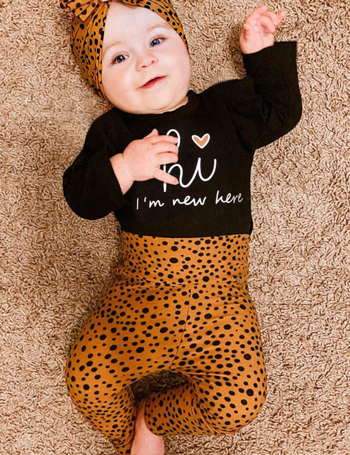 Newborn Baby Girl Clothes Im New Here Infant Newborn Outfit Cute Toddler Baby Girl Outfits 4PC Set